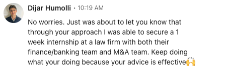 Message: Dijar's law firm finance M&A internship