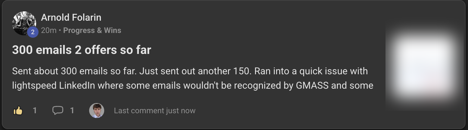 Community post: Arnold sent 300 emails and landed 2 offers